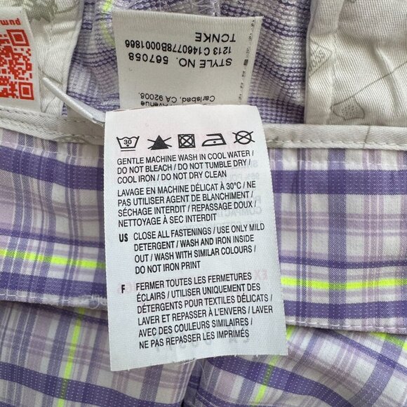 Puma Men Plaid Golf Shorts Purple & Green Polyester Blend Size 8 - Picture 5 of 8